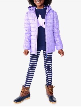 Primary Navy and White Striped Leggings 2T
